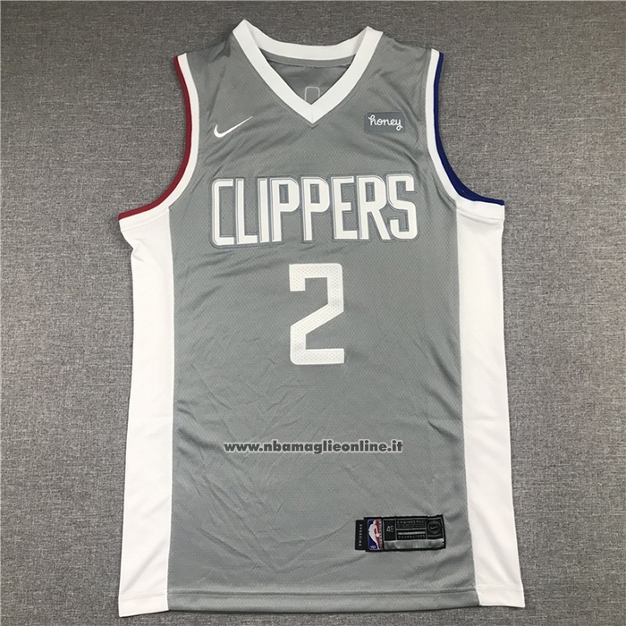 Maglia Los Angeles Clippers Kawhi Leonard #2 Earned 2020-21 Grigio